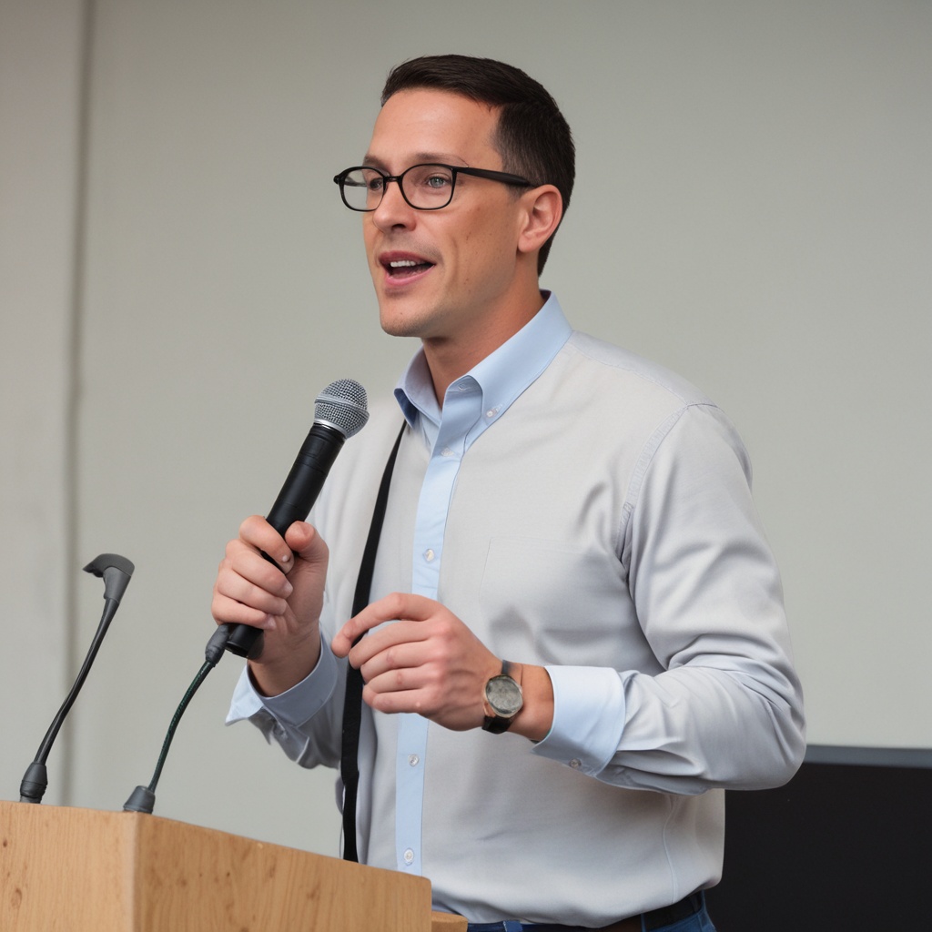 Mike Mijanin at a speaking event